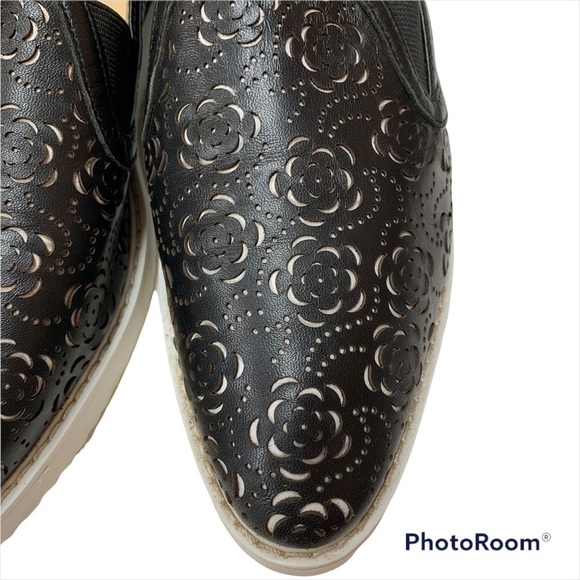 KARL Lagerfeld Black Cheryl Laser Cut Slip On Sneaker Size 6.5 - Picture 3 of 6